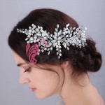 Accesoriu elegant pentru decor par AP012LL Argintiu cu cristale si perle  + 2 agrafe